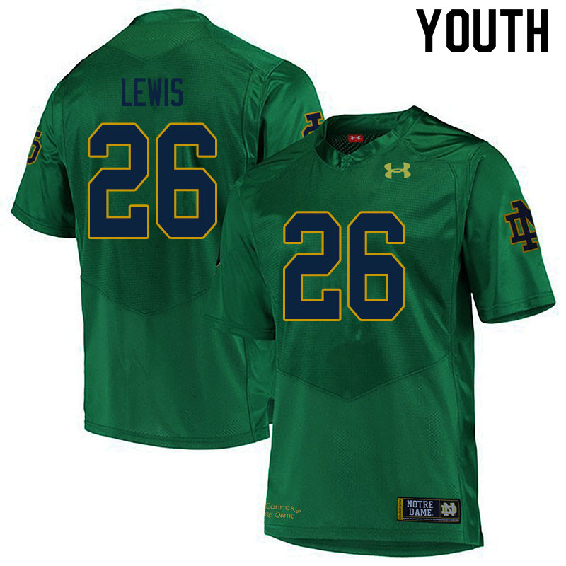 Youth NCAA Notre Dame Fighting Irish #26 Clarence Lewis Stitched College Under Armour Authentic Green Football Jersey GC10C57WS